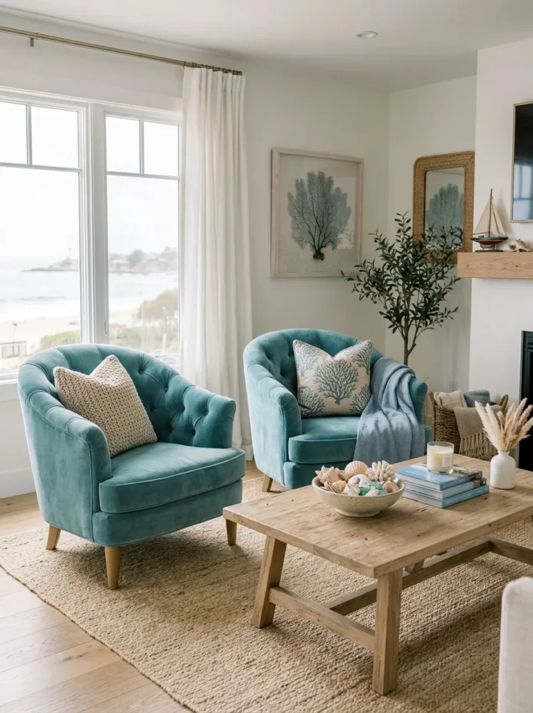 Aqua Velvet Seating