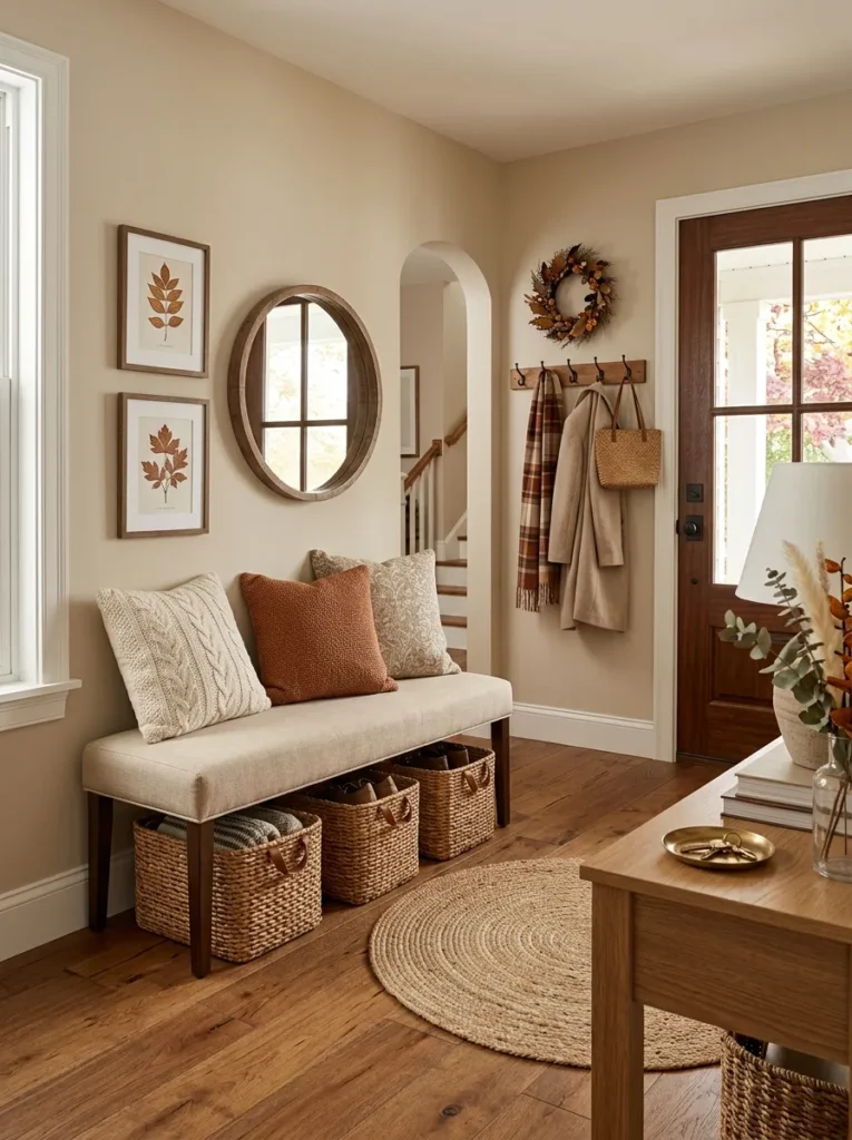 Beige Entryway Bench