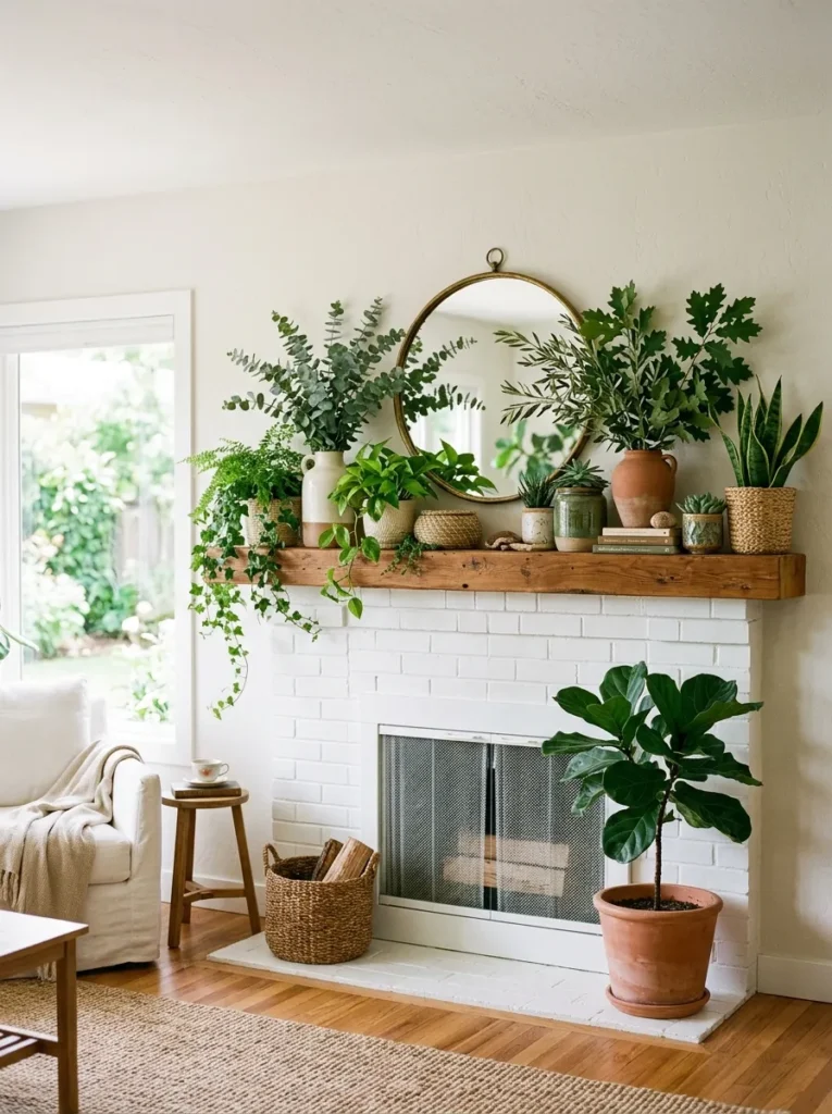 Greenery Filled Mantel