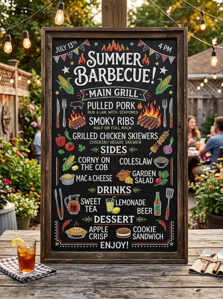 Outdoor BBQ Menu Board