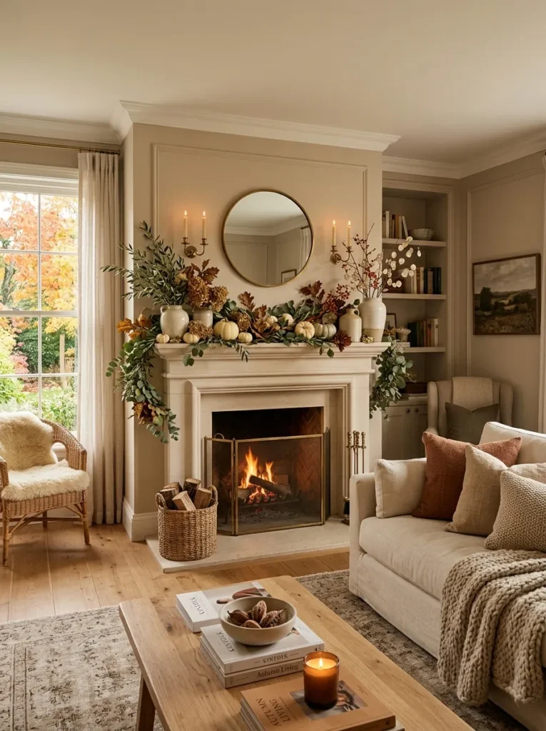 Autumn Mantel Greenery