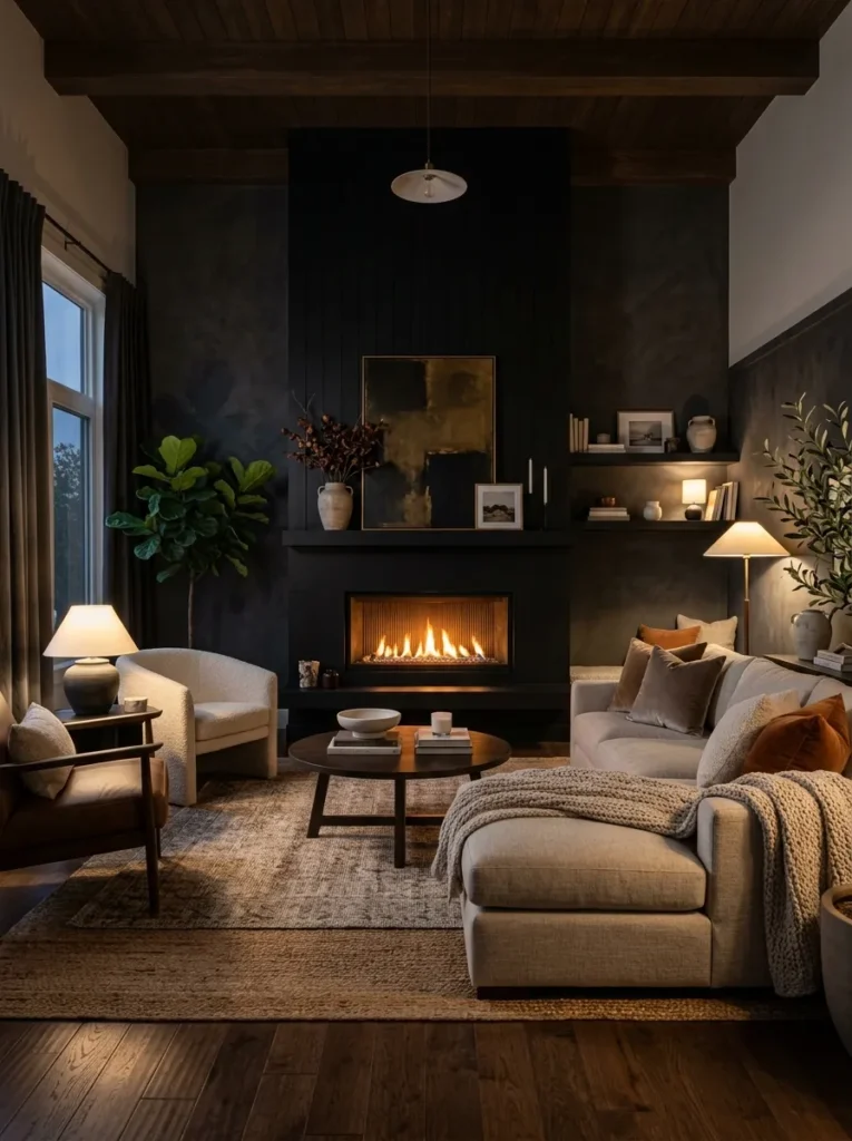 Black Accent Fireplace