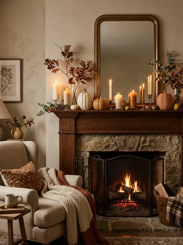 Candlelit Mantel Display