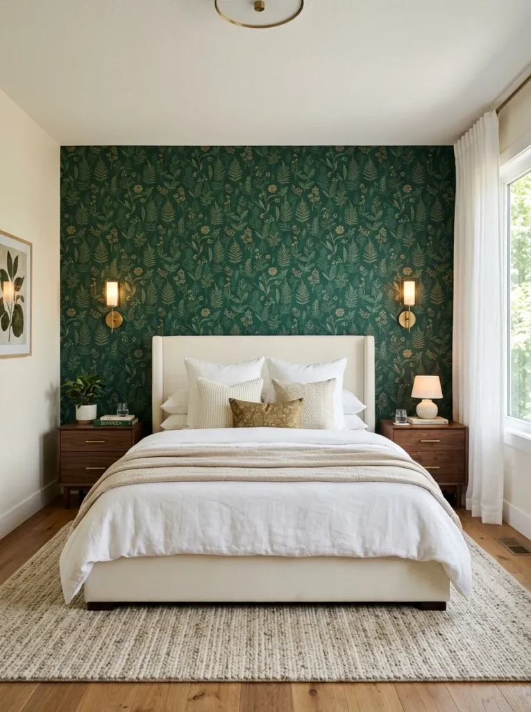 Patterned Emerald Wallpaper