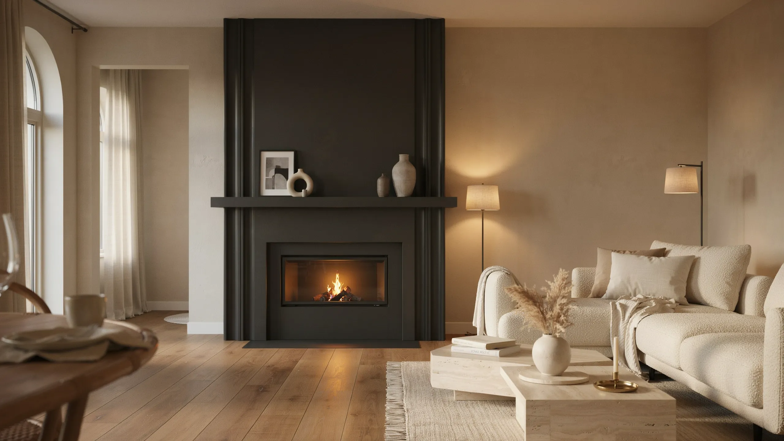 black fireplace