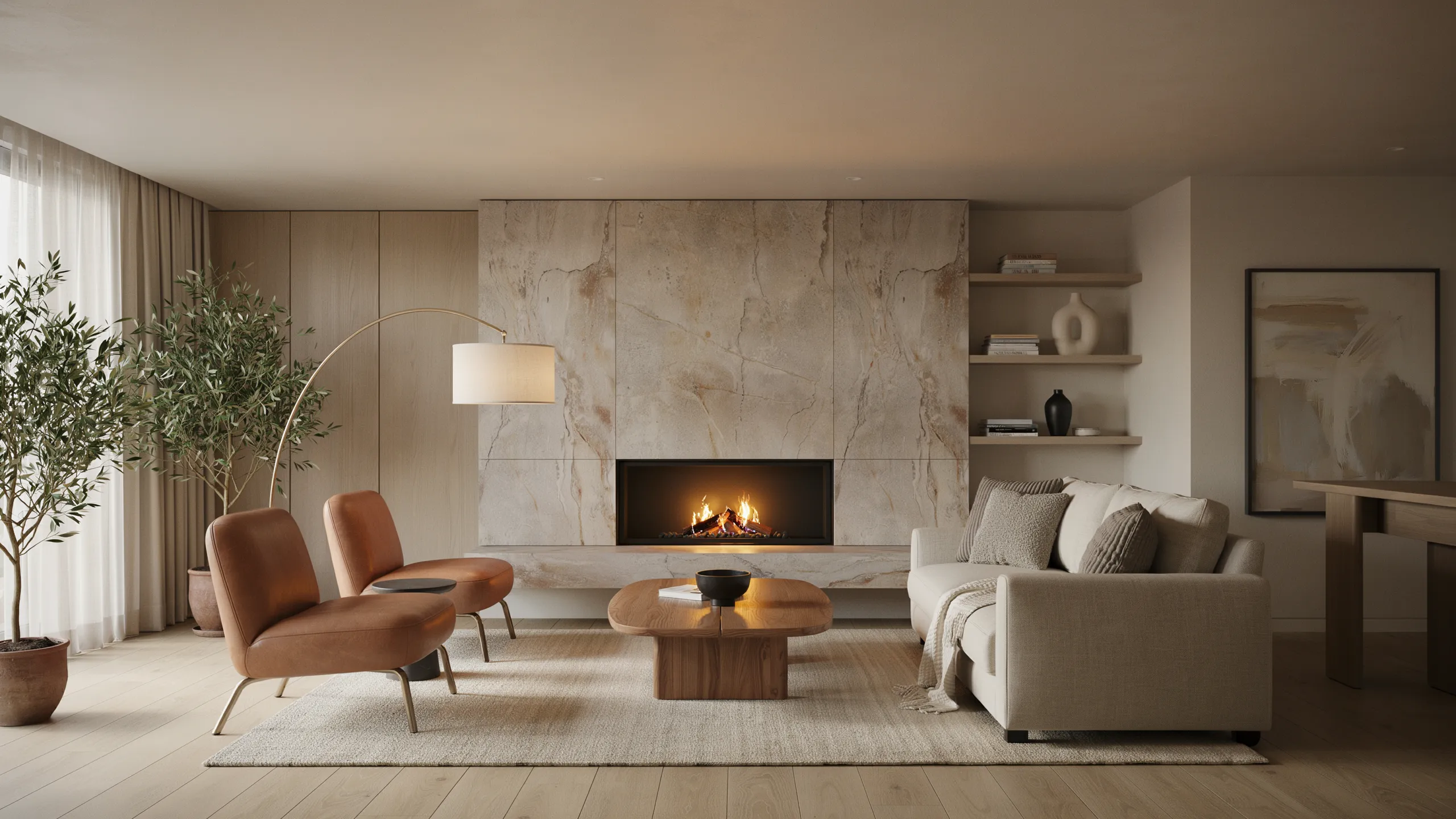 stone fireplace