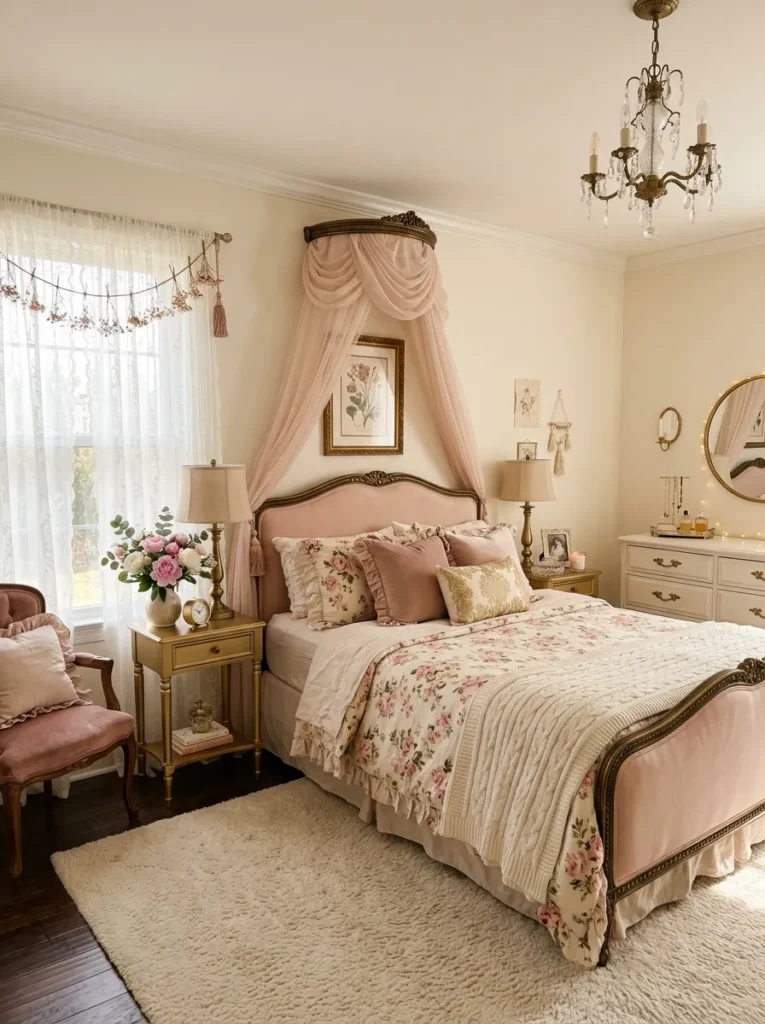 Blush Pink Canopy Bed