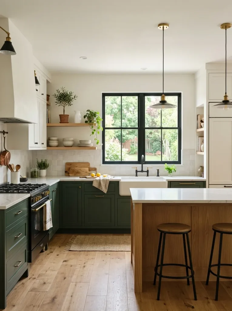 Dark Green Lower Cabinets