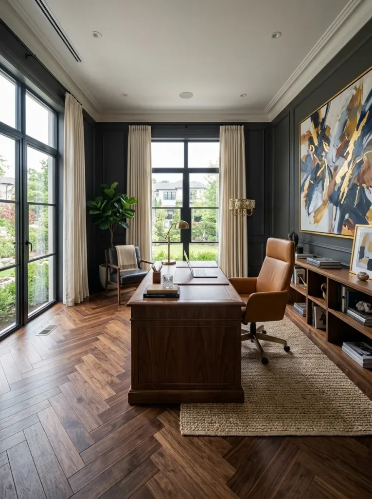 Dark Herringbone Floor