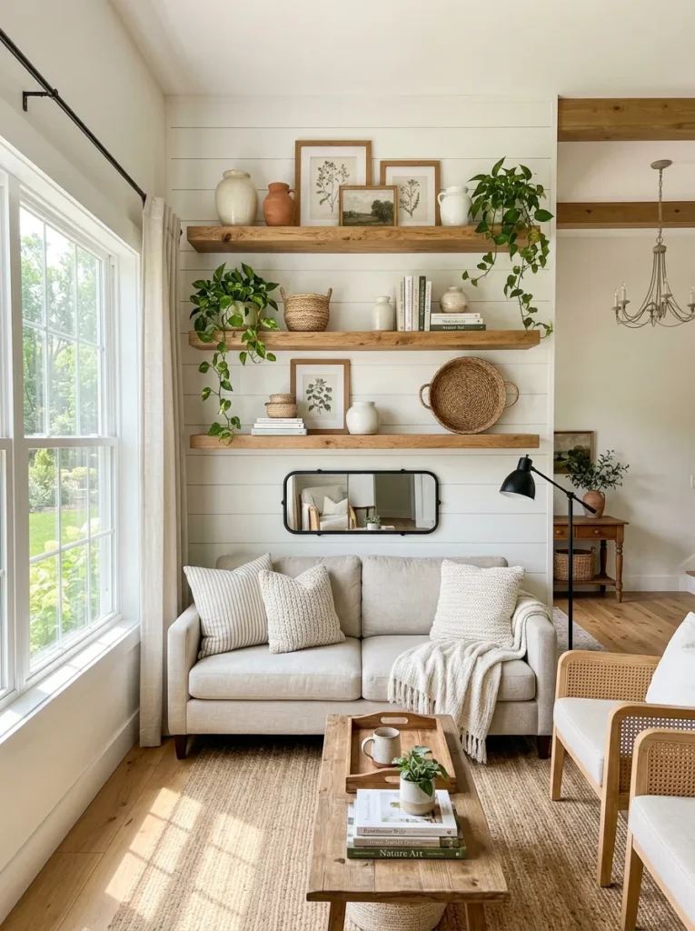 Floating Wood Shelves