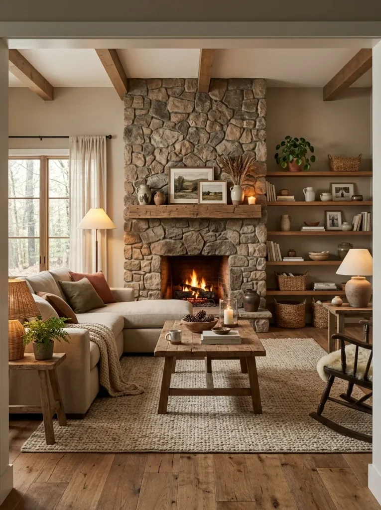 Stone Fireplace Features