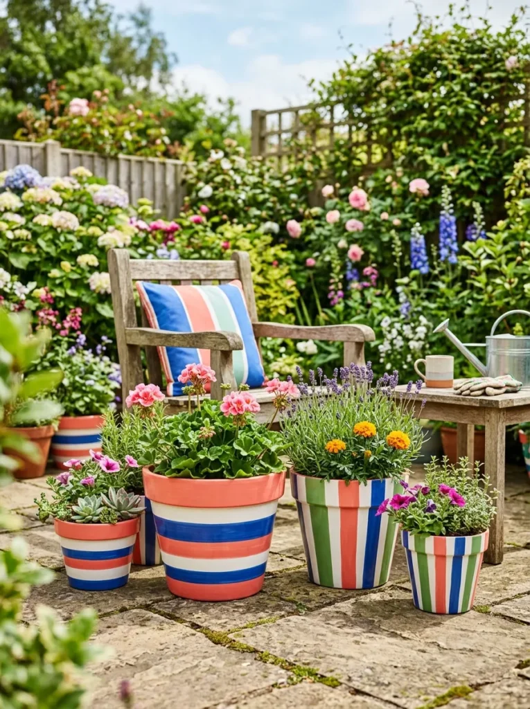 Striped Garden Pots