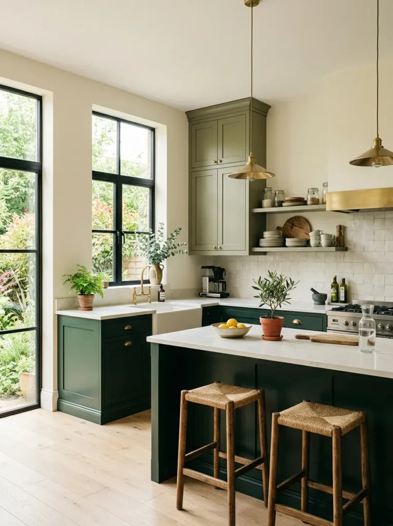 Two-Tone Green Cabinets