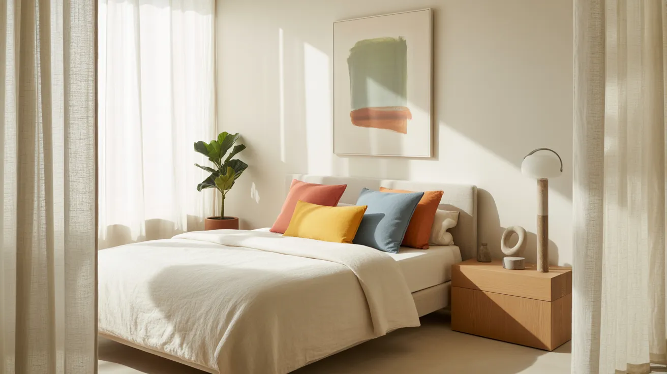 colorful minimalist bedroom