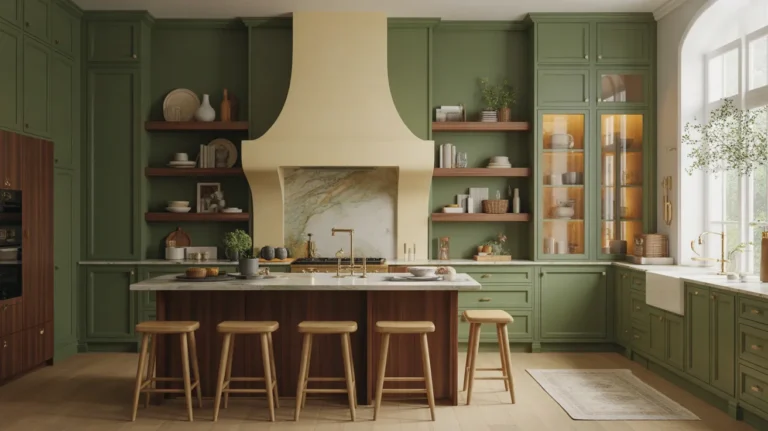 dark green kitchen