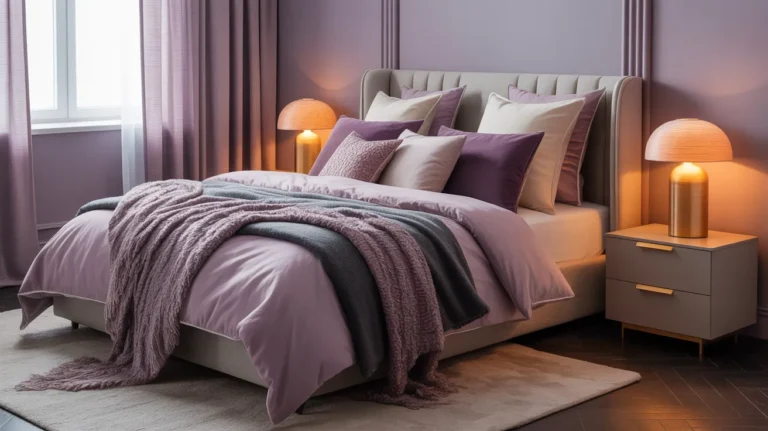purple gray bedroom