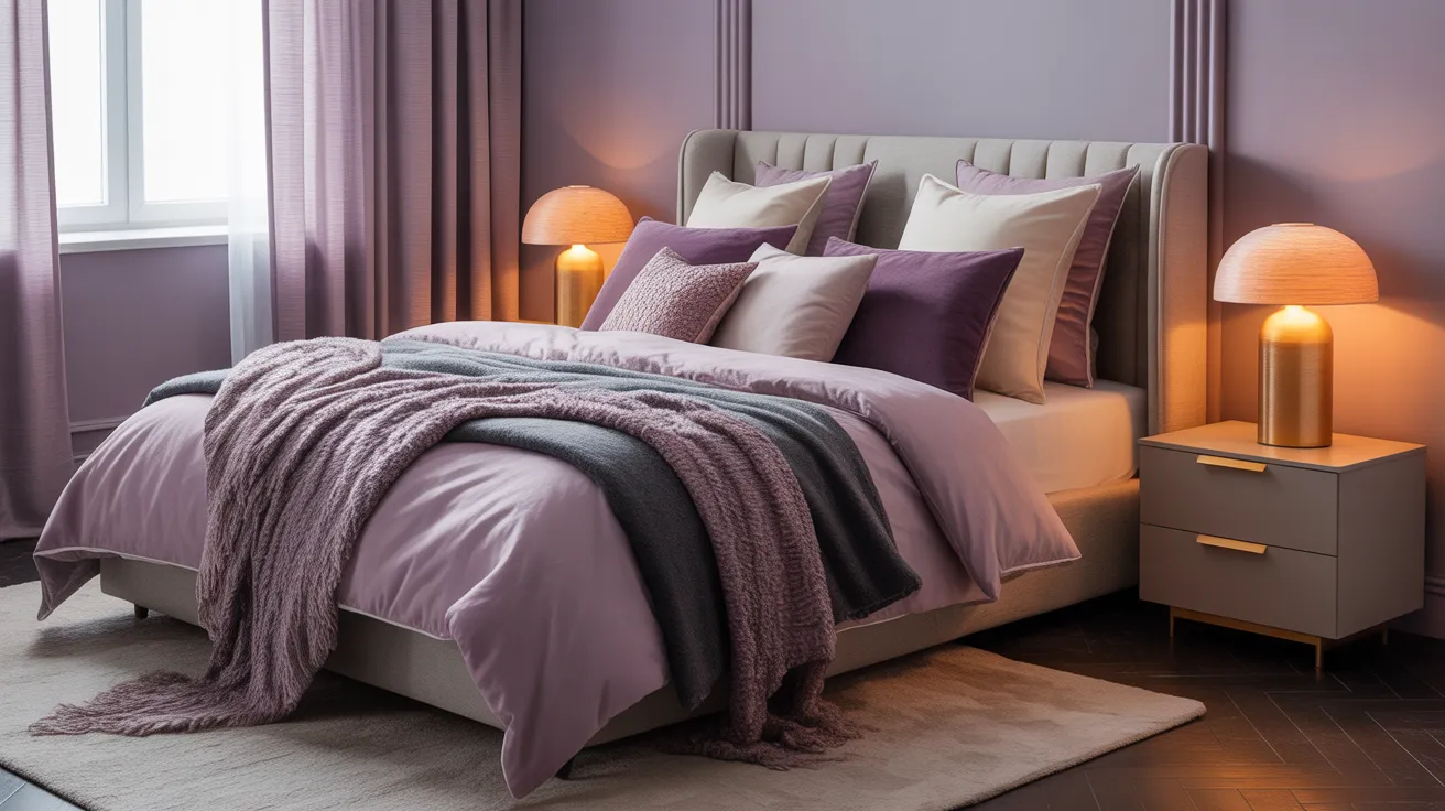 purple gray bedroom