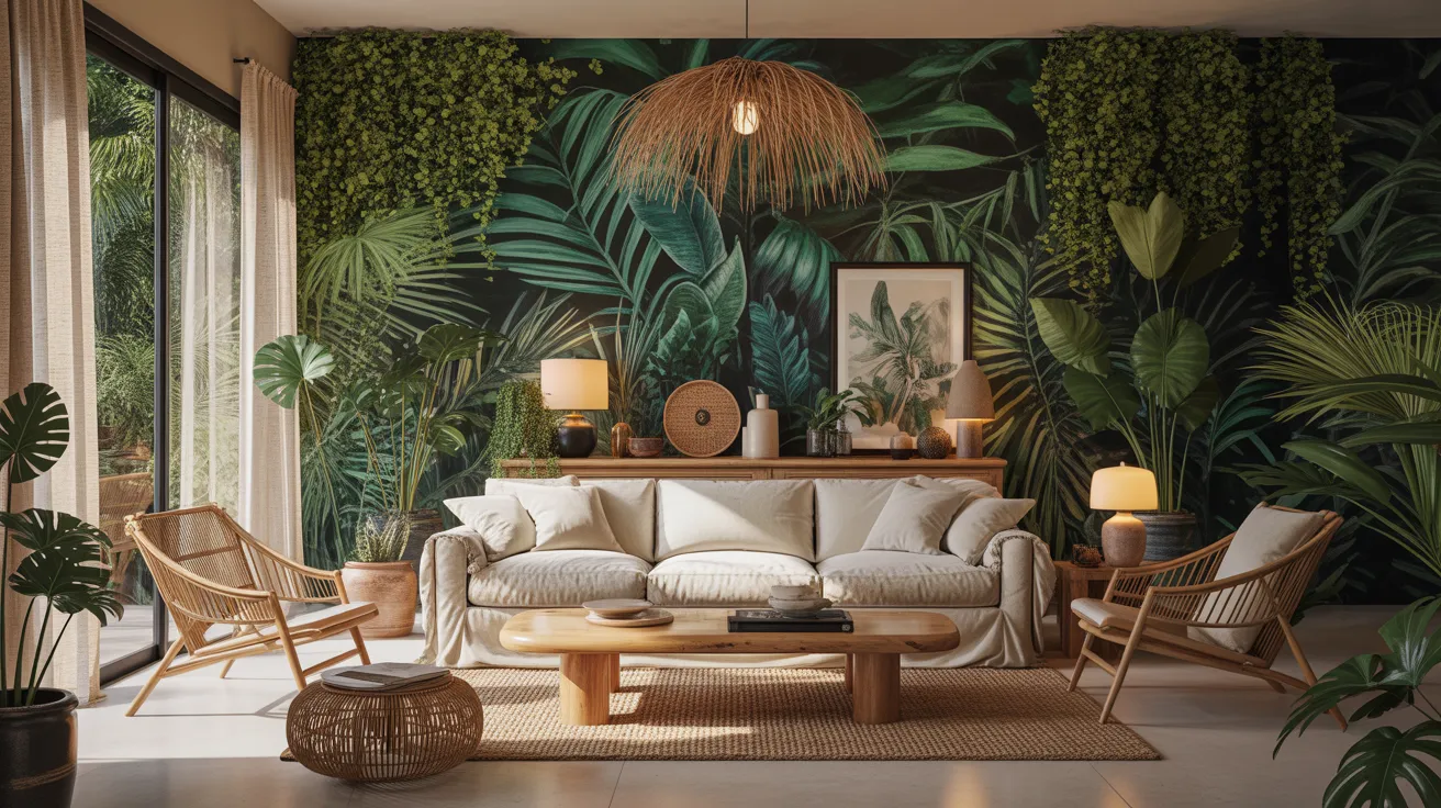 tropical jungle living room