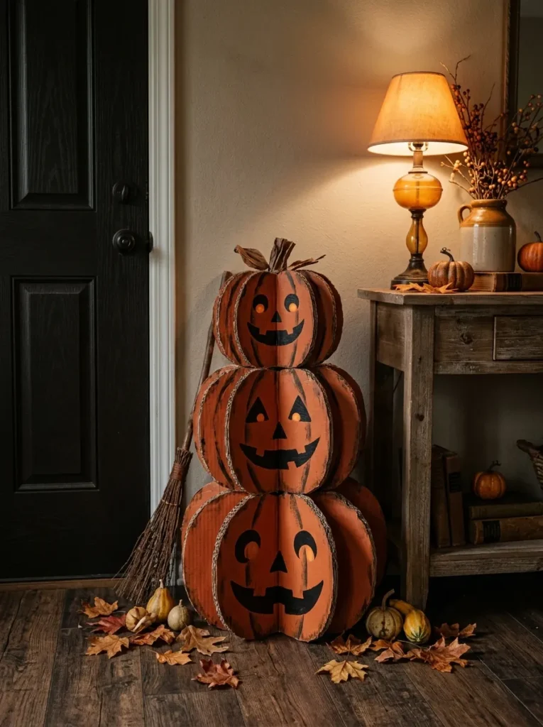 Cardboard Pumpkin Stack